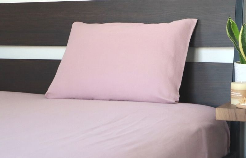 【tissu de coton/ダブルガーゼ】シングルフラットシーツ＆ピローケースセット（くすみ桜）