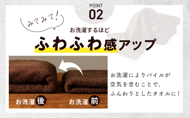 濃色カラー バスタオル 4枚（ブラウン）【泉州タオル 国産 吸水 普段使い シンプル 日用品 家族 ファミリー】