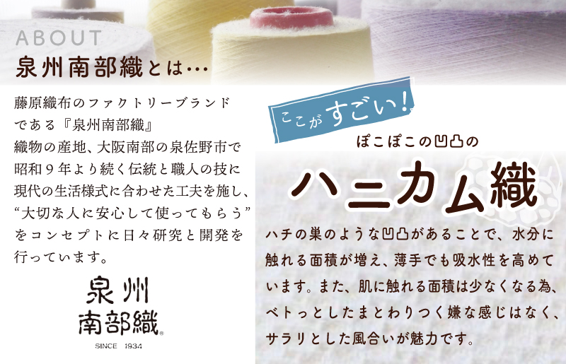 【コットンリネン】泉州南部織 ハニカムワッフル織 シングルケット（生成）