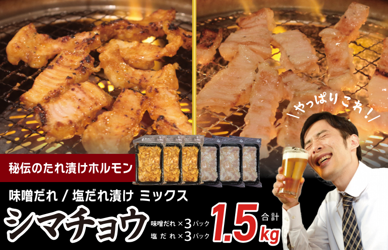 【焼肉屋の定番】シマチョウ 塩/味噌だれ漬け 1.5kg 小分け 250g×6 牛肉 ホルモン 焼肉用 食べ比べ G1153