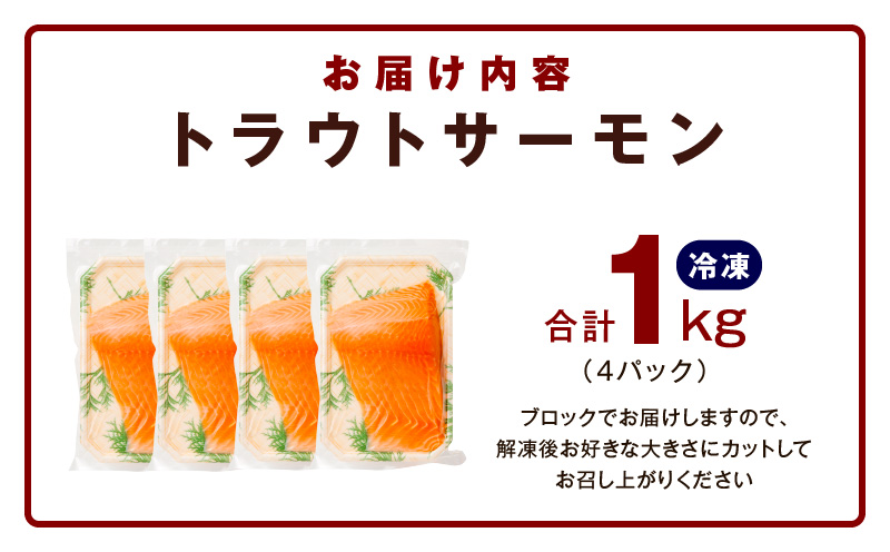 【期間限定】お刺身用 サーモン 1kg ブロック 小分け 約250g×4P ポーション 柵 訳あり サイズ不揃い G1200