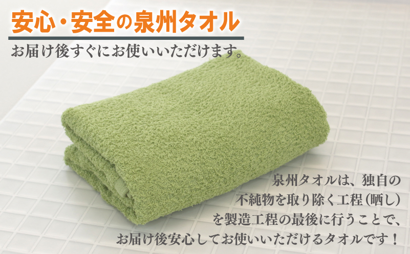 ミニバスタオル 5枚（グリーン）【40cm×120cm 500匁 国内製造 泉州タオル フェイスタオル 以上 バスタオル 未満 吸水 普段使い シンプル 日用品 家族 ファミリー】