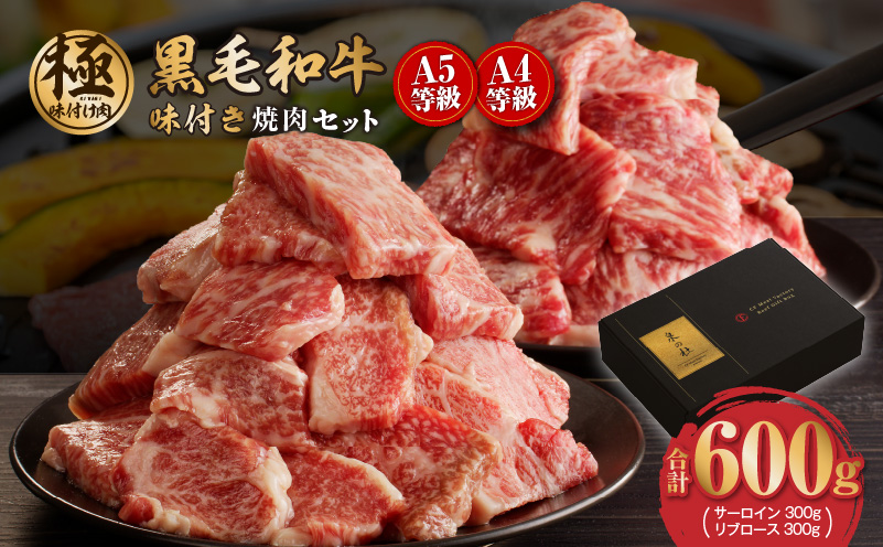 【特別寄附金額】黒毛和牛A5/A4等級 切り落とし 味付き 焼肉セット 600g（サーロイン 300g／リブロース 300g） ギフト プレゼント に最適 G1428