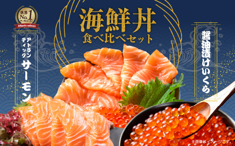 アトランティック サーモン 250g×2P & いくら醤油漬け 80g×2P【北国からの贈り物 食べ比べ セット 小分け 海鮮丼 お楽しみ 冷凍】