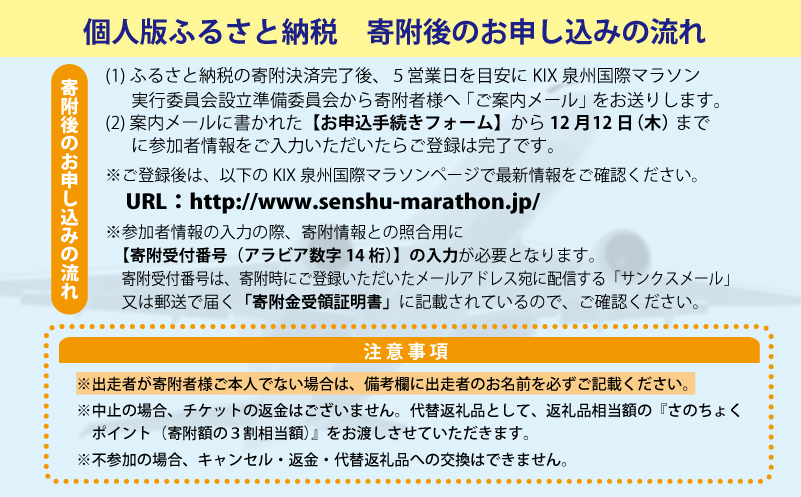 第32回KIX泉州国際マラソン大会 フルマラソン（42.195km）出走権 015B290