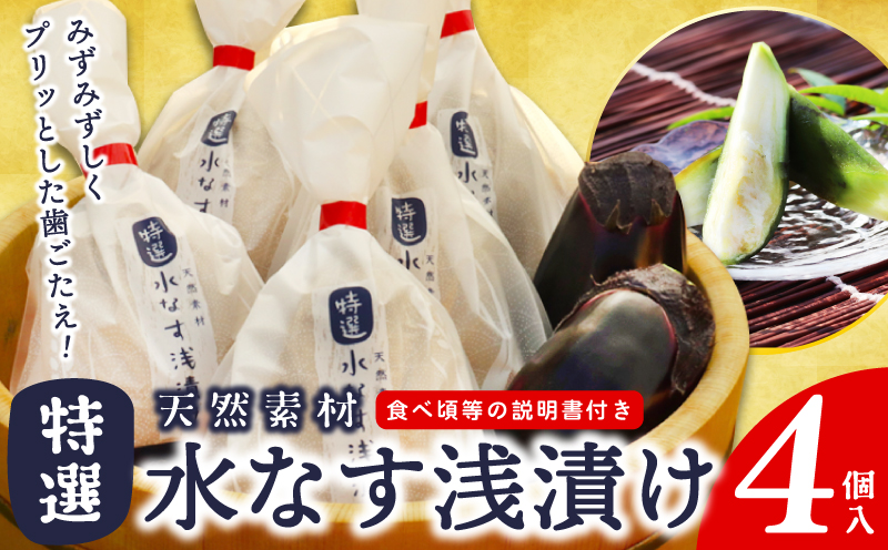 【先行予約】「特選最上級品」天然素材水なす浅漬け4個入 099H3085