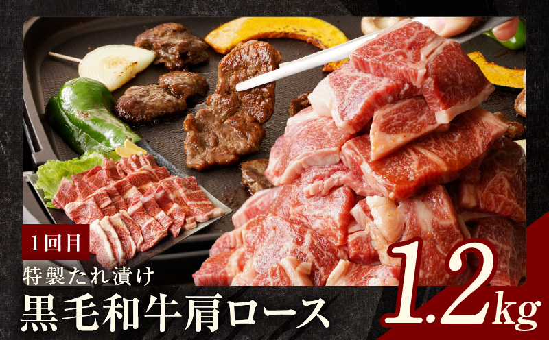 焼肉定期便 総量3.4kg（肩ロース／牛タン／牛ハラミ）全3回 丸善味わい加工【毎月発送コース】 099Z241