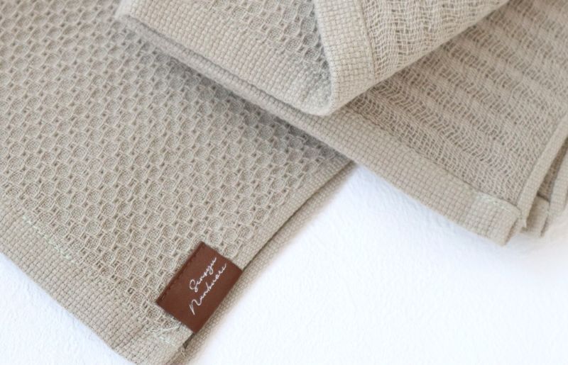 【ソフトハニカム】泉州南部織 ミニバスタオル 10枚（オリーブ）+ソフトハニカム織ハーフハンカチ1枚