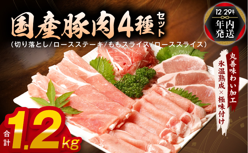 【年内発送】国産 豚肉 4種 総量 1.2kg 300g×4【氷温熟成×極味付け】 within2024 mrz0010y