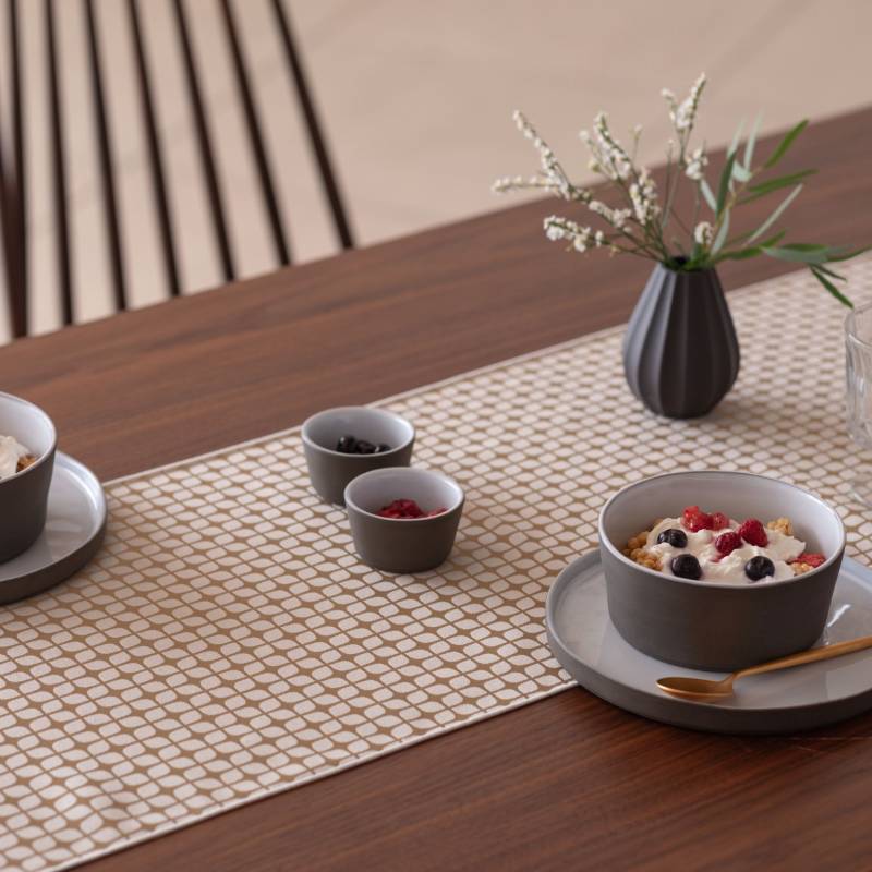 Calm Table runner with tassel／カルム テーブルランナー タッセルつき Mサイズ スノー