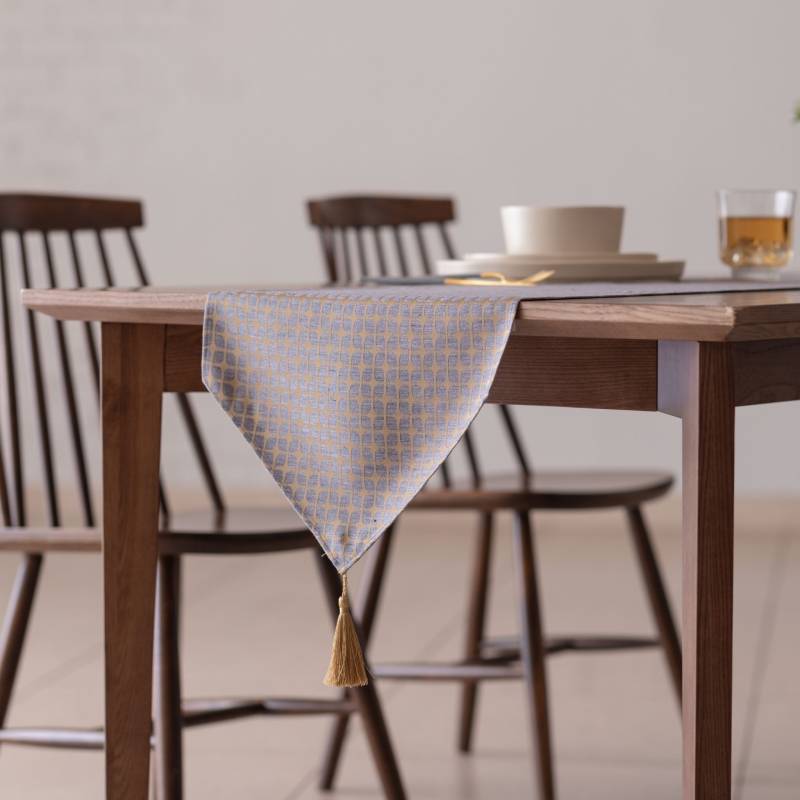 Calm Table runner with tassel／カルム テーブルランナー タッセルつき Mサイズ インディゴ