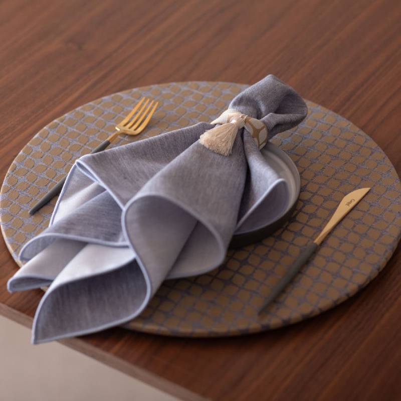 丸形ランチョンマット Calm Round Luncheon mat／カルム プレイスマットあり スノー インディゴ