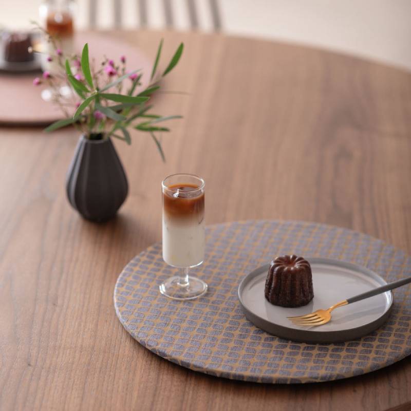 丸形ランチョンマット Calm Round Luncheon mat／カルム プレイスマットあり スノー インディゴ