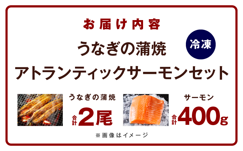 【無地熨斗】五郎藤 国産 関西風 地焼き有頭旨鰻 120g×2尾＆アトランティックサーモン 200g×2パック 食べ比べ G1566-1