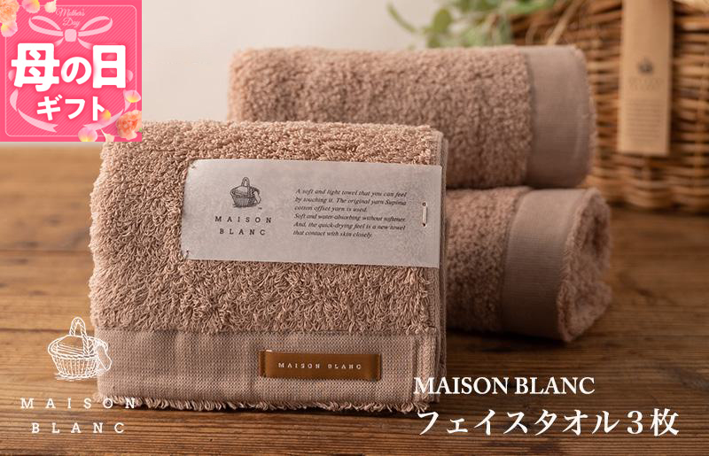 【母の日】【ガイアの夜明けで紹介！】MAISON BLANC フェイスタオル3枚 テラコッタ 099H3270m