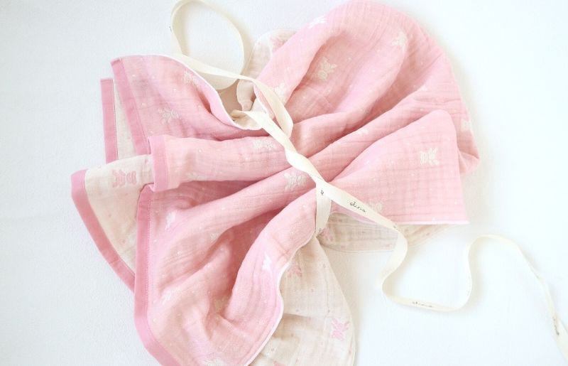 【babybear】多重ガーゼ miniバスタオルタオル＆ハンカチ 4枚セット（ピンク）