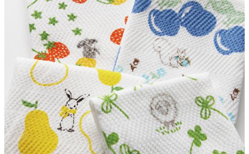 シンジカトウ「ふきぴか キッチンタオル（プリント）」セット【泉州タオル 国産 吸水 普段使い 無地 シンプル 日用品 家族 ファミリー】