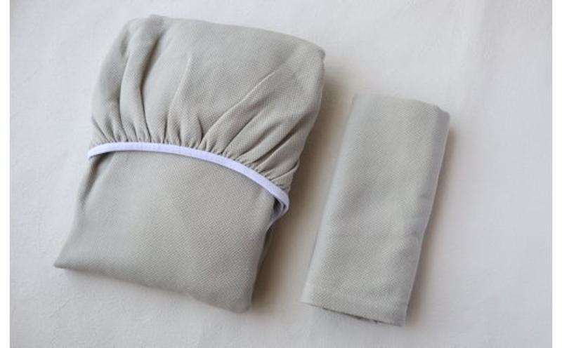 【tissu de coton/ハニカム織】泉州南部織 「ボックス」シングルシーツ＆ピロー（LGY）