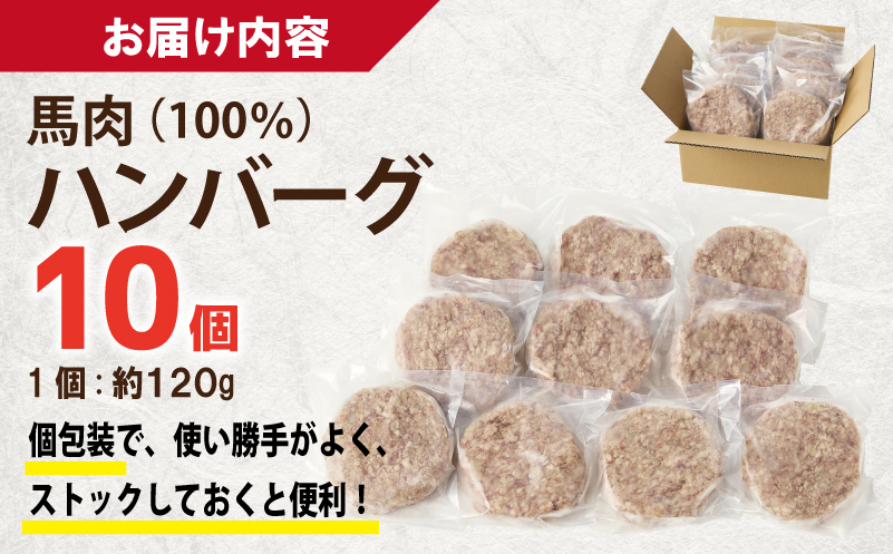 桜文 馬肉ハンバーグ 総量1.2kg（120g×10個） 個包装