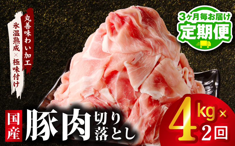 【定期便】国産 豚肉 切り落とし 4kg×全2回【氷温熟成×極味付け 500g×8P ぶたにく 普段使い 野菜炒め 訳あり サイズ不揃い 2026年1月＆4月発送】