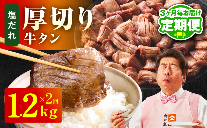 【定期便】厚切り牛タン 1.2kg 秘伝の塩だれ【300g×4P 牛肉 牛タン 牛たん 厚切り牛タン 焼肉 BBQ キャンプ アウトドア 焼くだけ 訳あり サイズ不揃い 小分け 2026年3月＆6月発送 全2回】