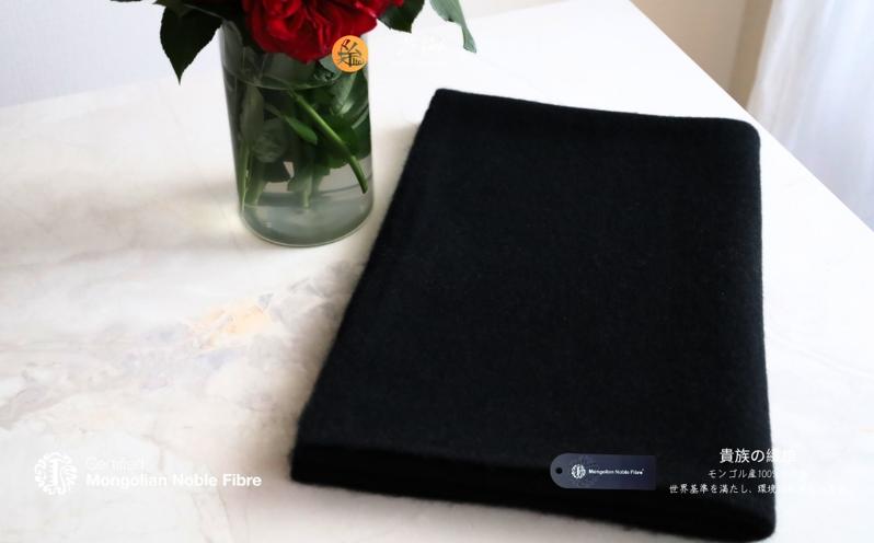 『Noble Fibre』100％ヤク・大判ストール ブラック【高級 おしゃれ ファッション カシミア より暖かい 防寒】