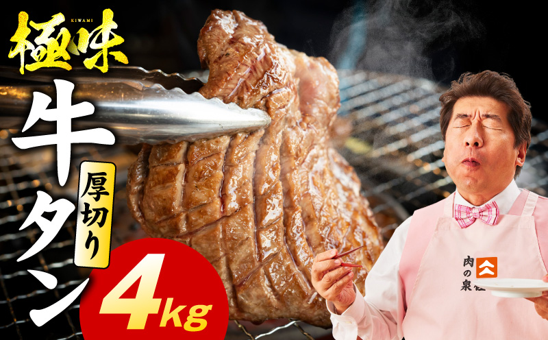 厚切り牛たん 4kg【氷温熟成×旨塩ダレ 味付き 訳あり サイズ不揃い 500g 小分け 焼くだけ 焼肉】