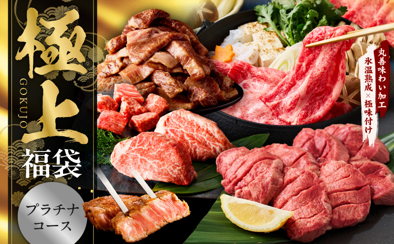 極上福袋 プラチナコース 5種 4kg以上【牛肉 ステーキ 牛タン 焼肉 しゃぶしゃぶ すき焼き 氷温熟成×極味付け】
