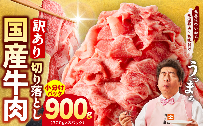 国産牛 切り落とし 900g 小分け 300g×3P【国産 牛肉 氷温熟成×極味付け 訳あり サイズ不揃い カレー 牛丼 野菜炒め 肉じゃが 家計応援】