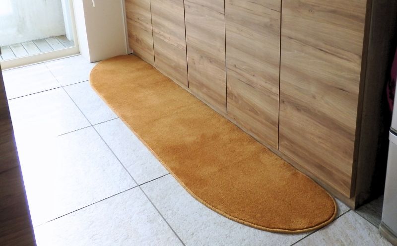 北欧風キッチンマット ラグマットタイプ 45×210cm ゆりかご型 オーカー 抗菌防臭 SEK 織人しきもの屋工房