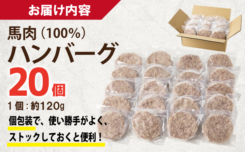 桜文 馬肉ハンバーグ 総量2.4kg（120g×20個） 個包装
