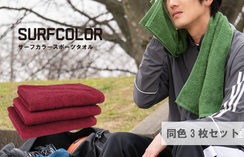 【スピード発送】コンパクトバスタオル エンジ3枚