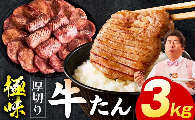 厚切り牛たん 3kg【氷温熟成×旨塩ダレ 味付き 訳あり サイズ不揃い 500g 小分け 焼くだけ 焼肉】