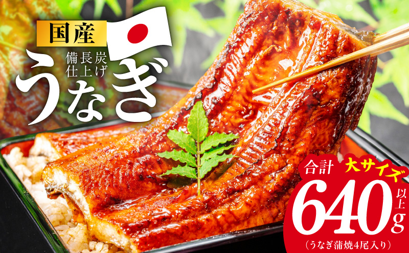 【特別規格】国産うなぎ蒲焼 640g以上（大サイズ4尾）【レンチン 湯煎対応 簡単調理 鰻 ウナギ 人気総菜 日本産 土用の丑の日にも】