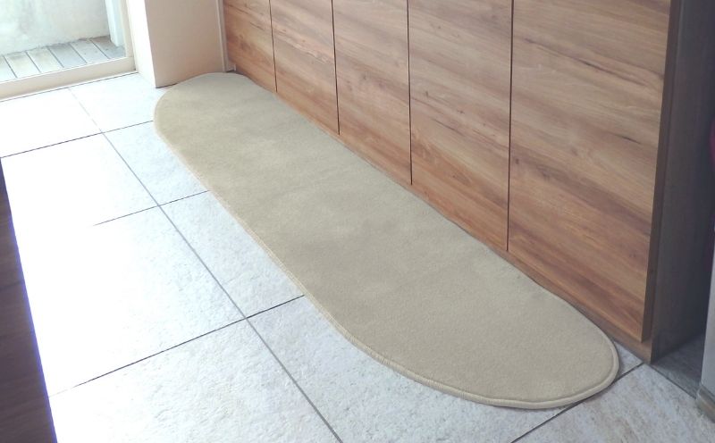 北欧風キッチンマット ラグマットタイプ 45×210cm ゆりかご型 アッシュベージュ 抗菌防臭 SEK 織人しきもの屋工房