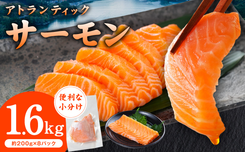 アトランティックサーモン 1.6kg【小分け 200g×8P 柵切り 刺身 魚介 海鮮 さーもん 生食】