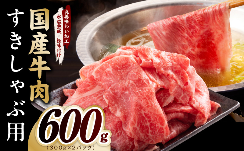 国産牛肉 すきしゃぶ用 600g【氷温熟成×極味付け 小分け 300g×2P 薄切り スライス すき焼き しゃぶしゃぶ 訳あり サイズ不揃い 大阪 泉佐野 大阪府 泉佐野市】