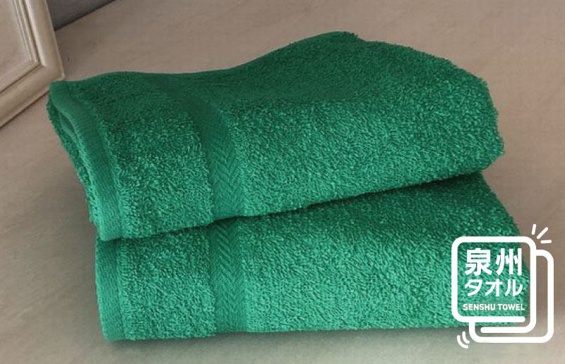 コーマカラーフェイスタオル 2枚（スペクトルグリーン) 【泉州タオル 国産 吸水 薄手 普段使い 無地 シンプル 日用品】