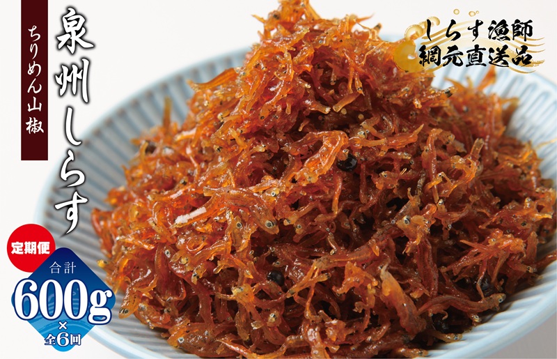 ちりめん山椒しらす 600g×全6回【定期便 小分け シラス しらす sirasu 海鮮 人気 おすすめ 産地直送】