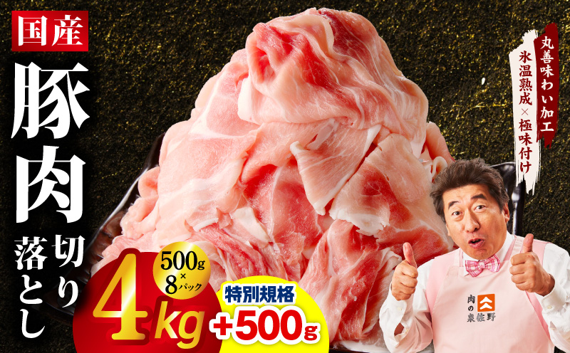 【特別規格】国産豚肉 切り落とし 4kg+500g【氷温熟成×極味付け 小分け 300g ぶた 普段使い 訳あり サイズ不揃い 圧倒的企業努力】