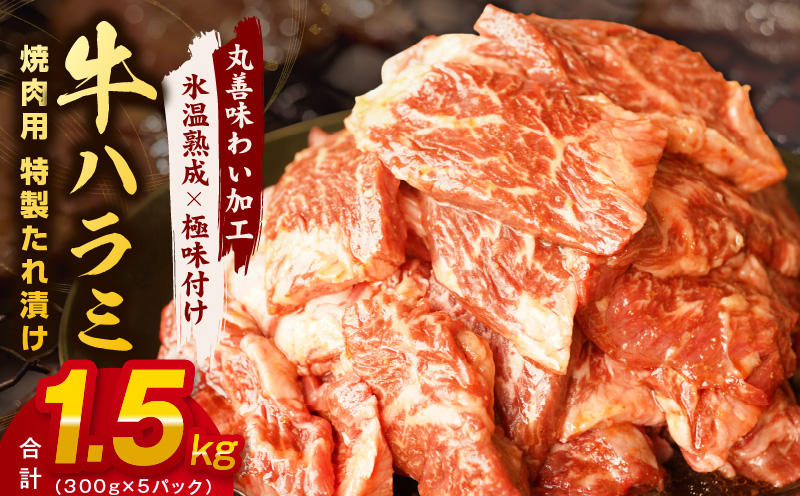 牛肉 ハラミ 1.5kg 小分け 300g×5P【氷温熟成×特製ダレ 味付き 牛肉 訳あり 不揃い 焼肉 BBQ 野菜炒め】