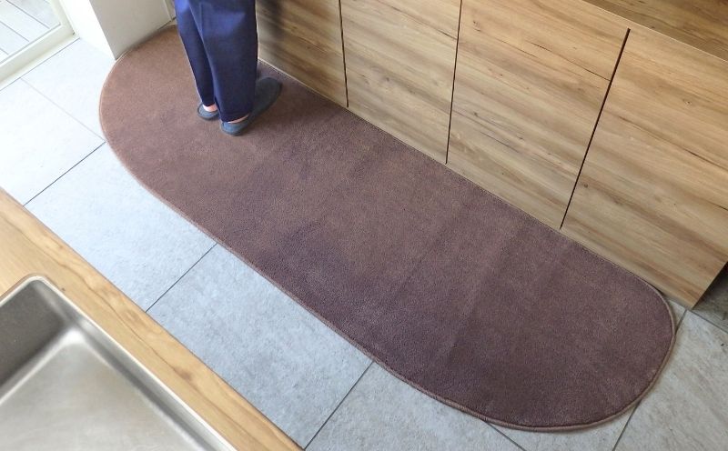 北欧風キッチンマット ラグマットタイプ 65×255cm ゆりかご型 ココア 抗菌防臭 SEK 織人しきもの屋工房
