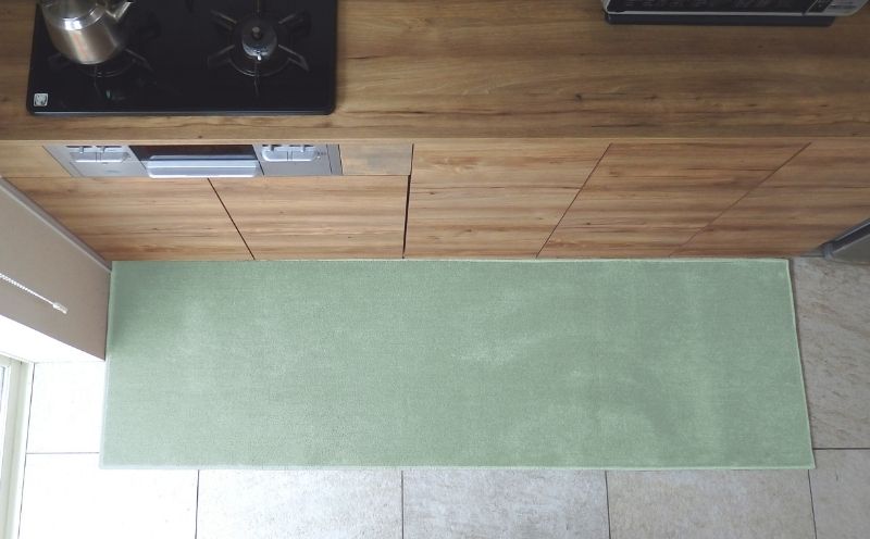 北欧風キッチンマット ラグマットタイプ 65×255cm ノーマル型 アッシュミント 抗菌防臭 SEK 織人しきもの屋工房