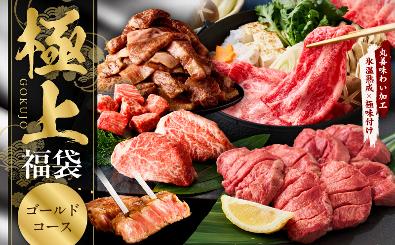 極上福袋 ゴールドコース 5種 1.8kg以上【牛肉 ステーキ 牛タン 焼肉 しゃぶしゃぶ すき焼き 氷温熟成×極味付け】