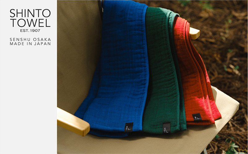SHINTO TOWEL「2.5重ガーゼ・タオルマフラー」ロングサイズ（ディープレッド）2枚セット 【オーガニックコットン100% 国産 吸水 普段使い シンプル 日用品 家族 ファミリー】