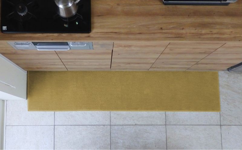 北欧風キッチンマット ラグマットタイプ 45×270cm ノーマル型 ゴールド 抗菌防臭 SEK 織人しきもの屋工房