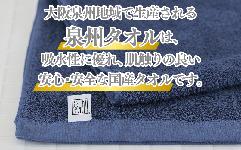 【ホテル基準】吸水性バツグン！ フェイスタオル 6枚 (ダークブルー)  【国内生産 泉州タオル 国産 吸水 普段使い シンプル 日用品 家族 ファミリー】