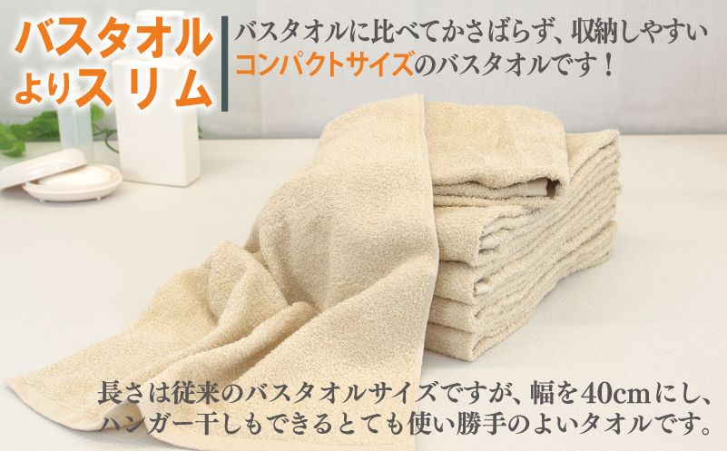 【お試し】ミニバスタオル 1枚（ベージュ）40cm×120cm 500匁 国内製造 泉州タオル フェイスタオル 以上 バスタオル 未満