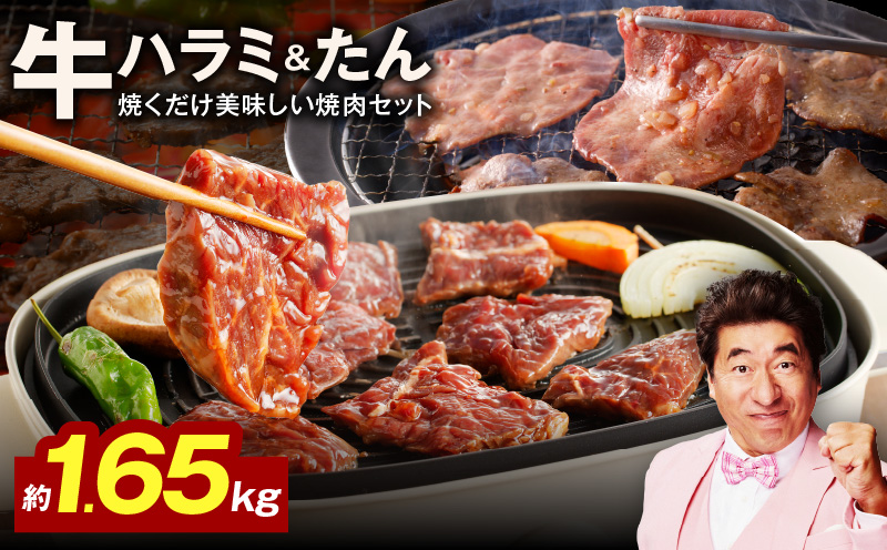 【大人気の食べ比べ】牛ハラミ肉 ＆ 牛たん 総量 1.65kg【ハラミ 牛タン 小分け 牛肉 焼肉セット BBQ 訳あり サイズ不揃い】