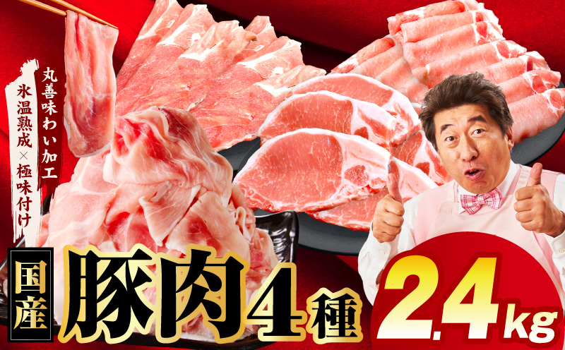 【スピード発送】国産豚肉 4種 福袋 2.4kg【氷温熟成×極味付け 小分け 300gパック ぶたにく 普段使い 野菜炒め 切り落とし 訳あり サイズ不揃い 大阪 泉佐野 大阪府 泉佐野市】